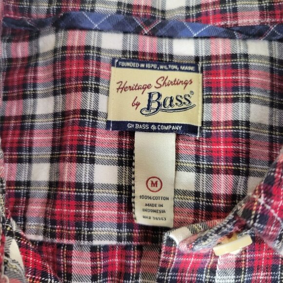 G.H. Bass & Co. Women Red Cotton Plaid Heritage Button Up Shirt Size M - Picture 3 of 10